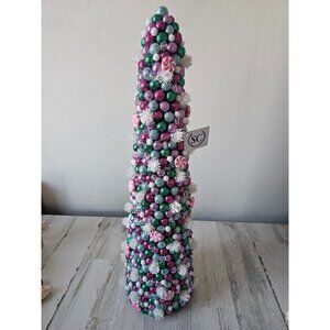 Sc Salzburg creations 24" glitter pastel tree Xmas pink peppermints centerpiece